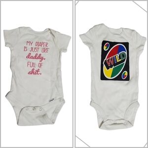 Gerber White Wild Graphic BodysuitGraphic Baby Bundle Rompers Size 3-6 Months